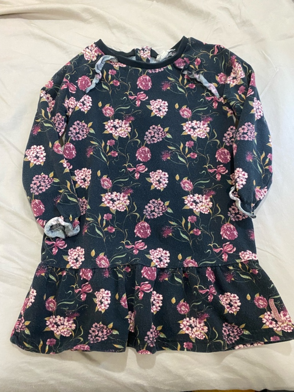 Girls Floral Ruffle Hem Dress